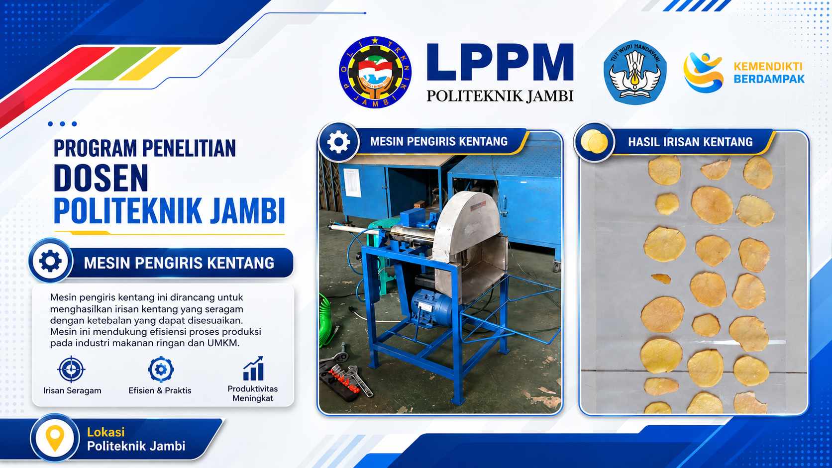 Dosen Jambi Kembangkan Mesin Pengiris Kentang untuk Dukung Efisiensi Produksi UMKM