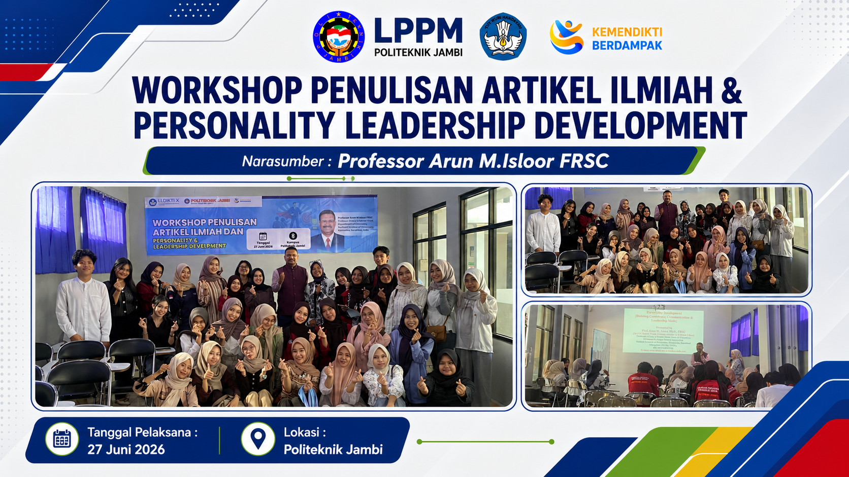 Bekali Mahasiswa Politeknik Jambi dengan Workshop Penulisan Artikel Ilmiah & Personality Leadership Development
